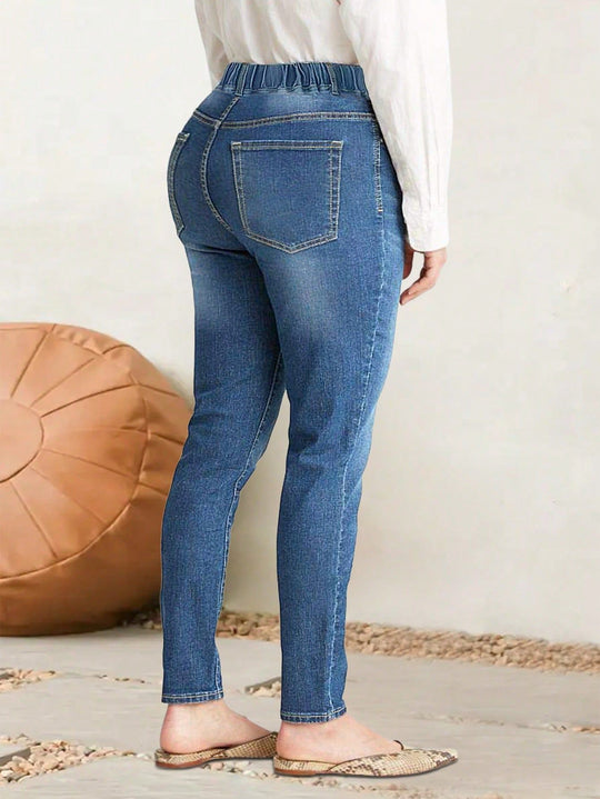 Damen hochgeschnittene Stretch-Jeggings mit elastischem Komfortbund und Gesäßtaschen Nord Taschen