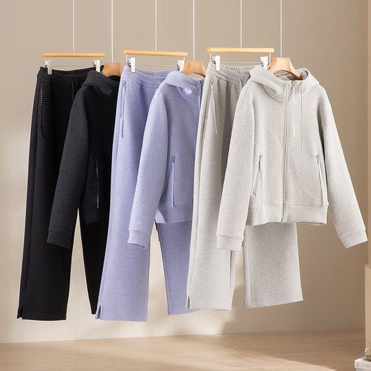 Damen Weite Highwaist Sweathose mit Tunnelzug, Eingrifftaschen und Saumschlitz Nord Taschen
