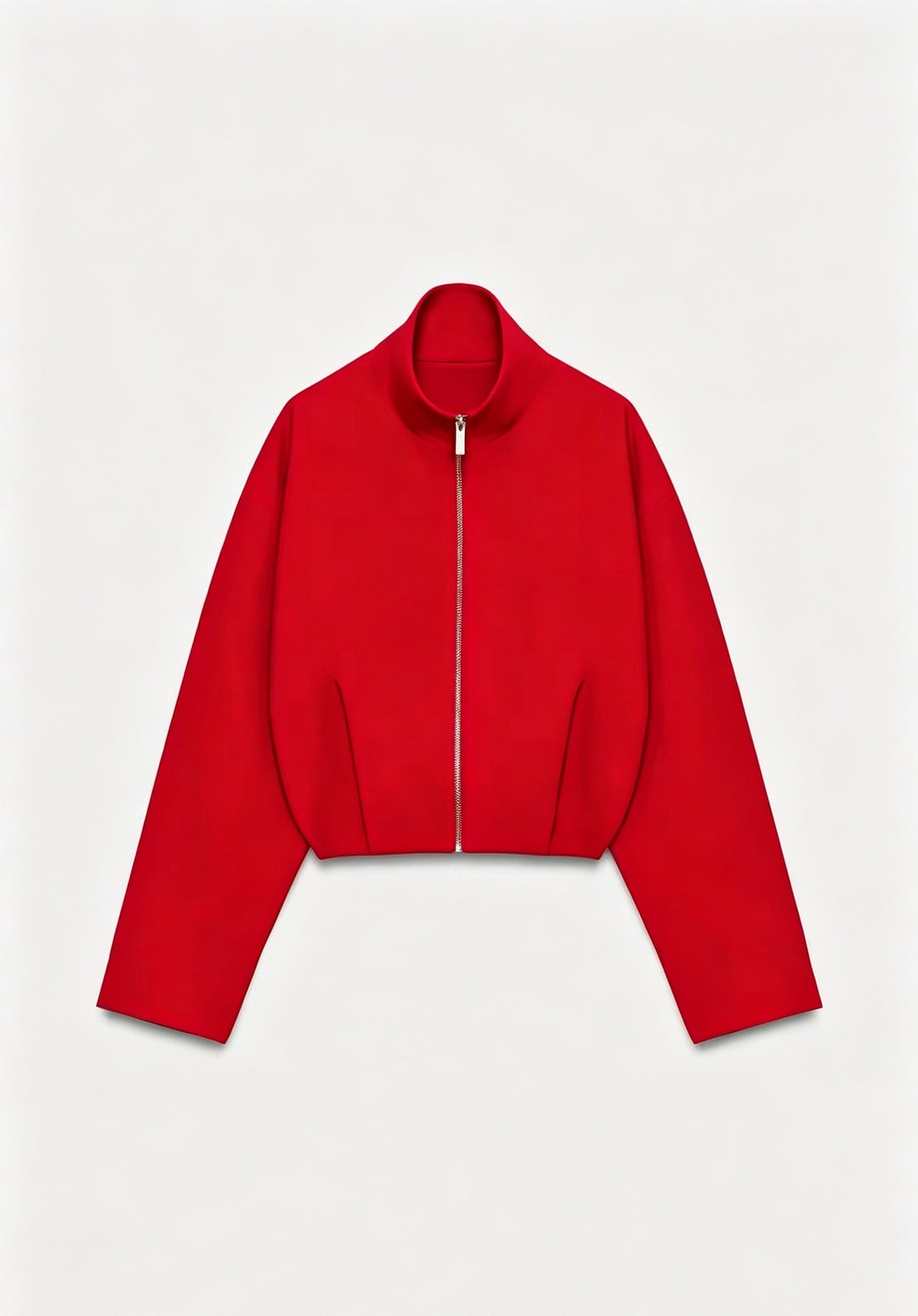 Damen Kurze Boxy-Jacke mit Stehkragen und sichtbarem Metallreißverschluss Nord Taschen