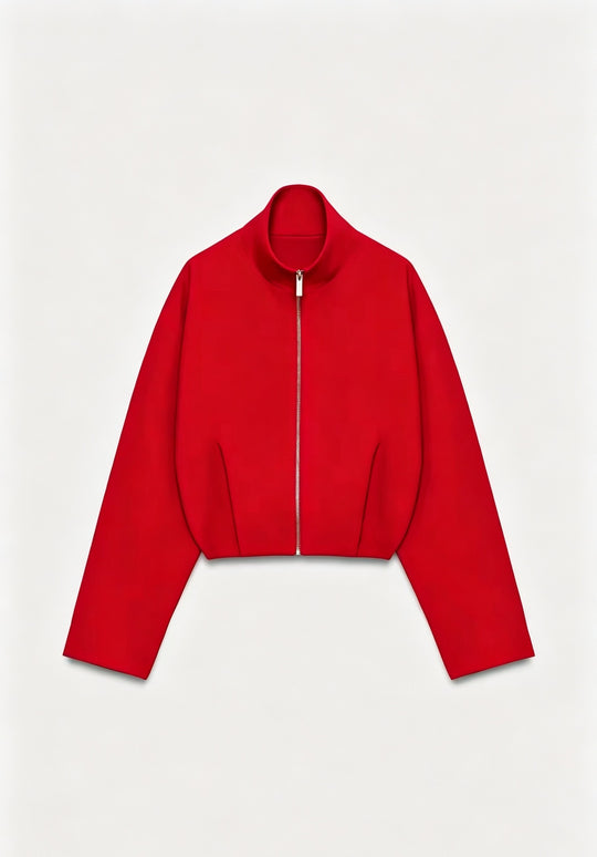 Damen Kurze Boxy-Jacke mit Stehkragen und sichtbarem Metallreißverschluss Nord Taschen