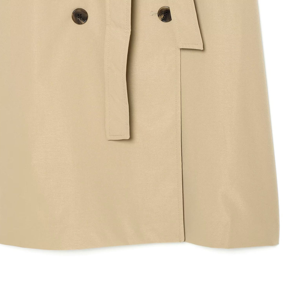 Damen Doppelreihiger Trenchcoat mit abnehmbaren Cape-Ärmeln und Taillengürtel Nord Taschen
