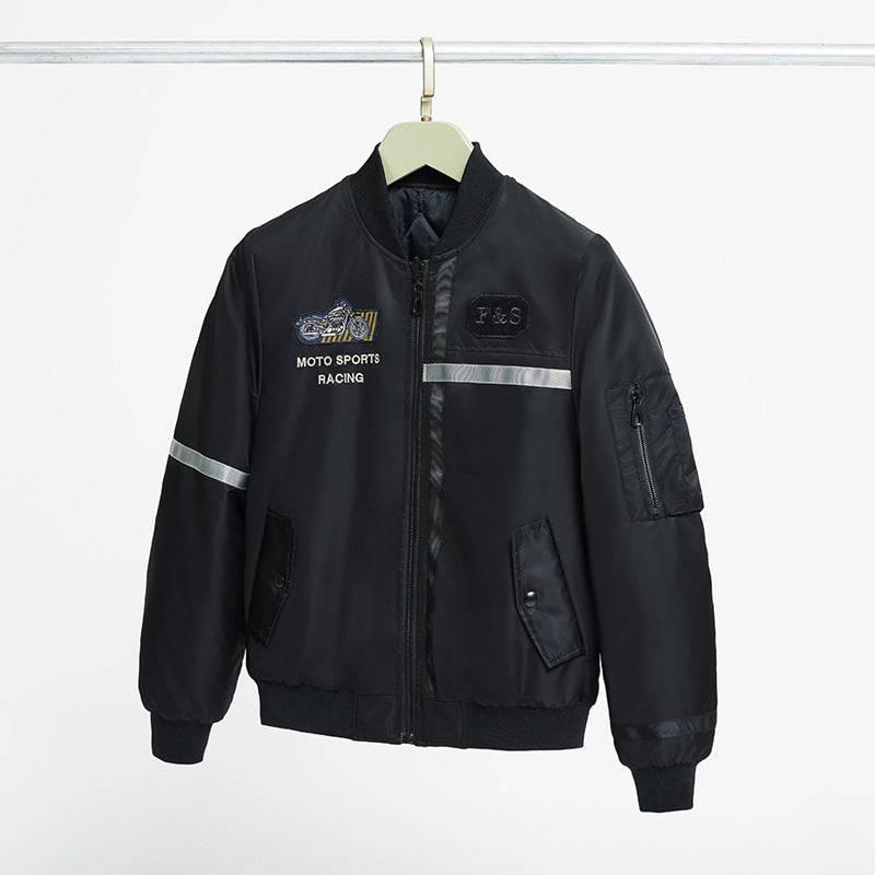 Men's  motorcycle-inspired reflective pilot bomber jacket with embroidered racing badge Nord Taschen