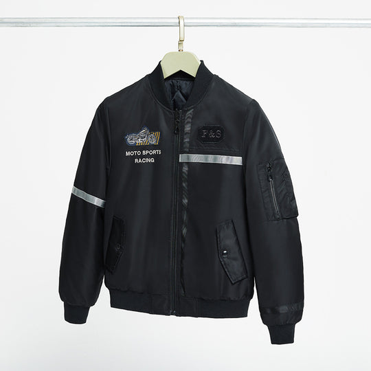 Men's  motorcycle-inspired reflective pilot bomber jacket with embroidered racing badge Nord Taschen
