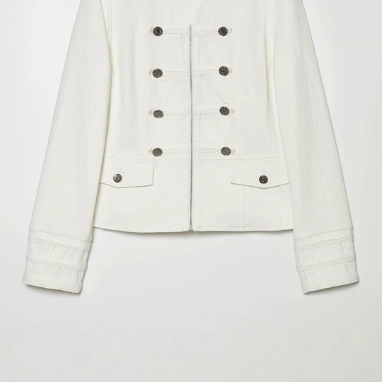 Damen Kurzjacke im Marschall-Stil mit Stehkragen, Zierknopfleiste und Pattentaschen Nord Taschen