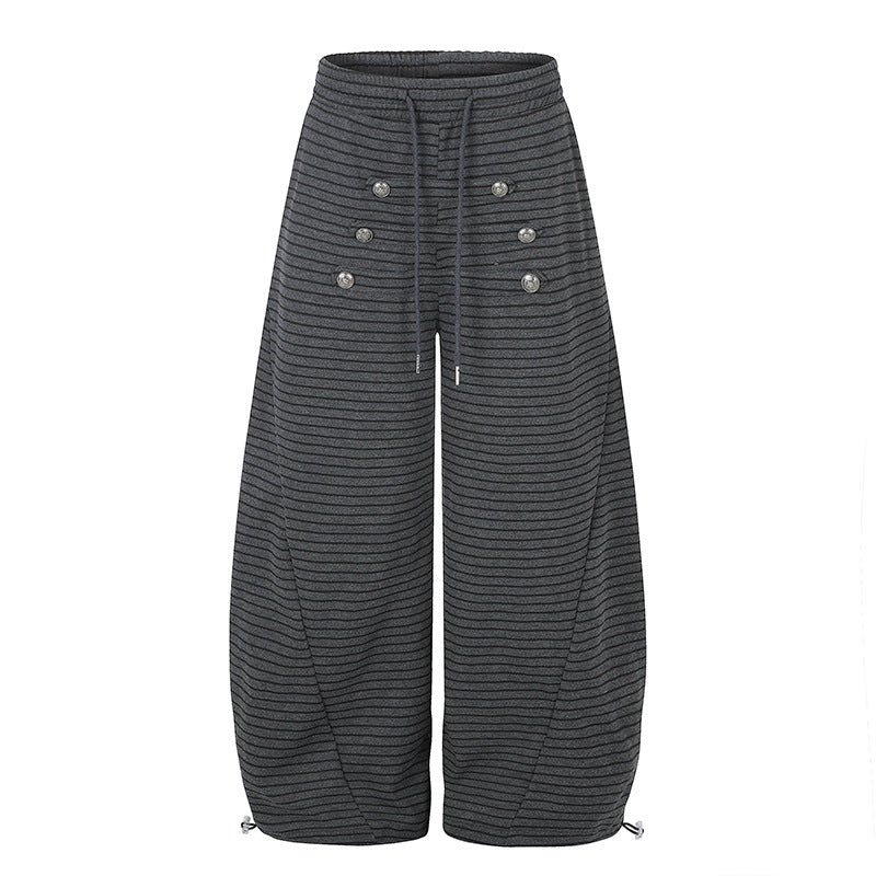 Damen Weite Palazzo-Culotte-Sweathose mit Tunnelzugbund und Zierknopfleiste Nord Taschen