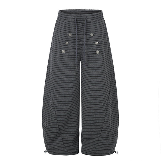 Damen Weite Palazzo-Culotte-Sweathose mit Tunnelzugbund und Zierknopfleiste Nord Taschen