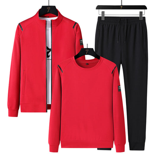 Herren Sportlicher Trainingsanzug-Set mit Reißverschlussjacke, Rundhalsausschnitt-Sweatshirt und Slim-Fit Jogginghose Nord Taschen