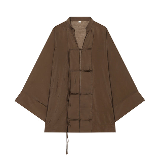 Damen Kimono-Capejacke mit Chinaknopfverschluss und langen Quasten Nord Taschen