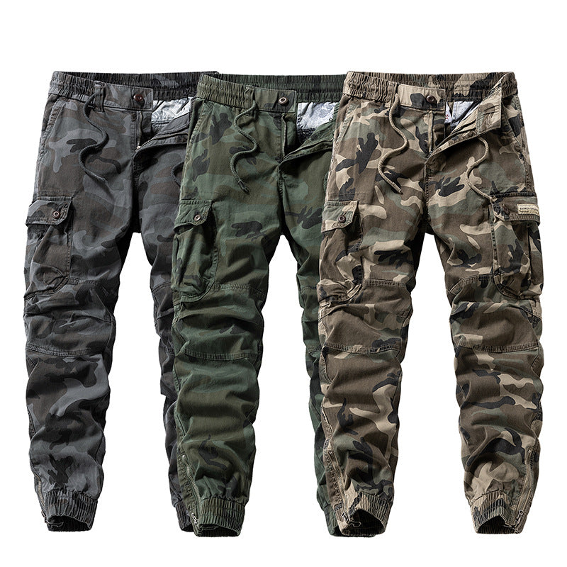 Herren Taktische Cargo‑Jogginghose im Camouflage‑Military‑Look mit Tunnelzugbund, Knieabnähern und Multifachtaschen Nord Taschen