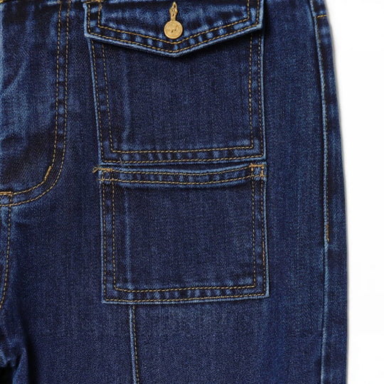 Damen Highwaist-Jeans mit weitem Bein, aufgesetzten Taschen und Mittelnaht Nord Taschen