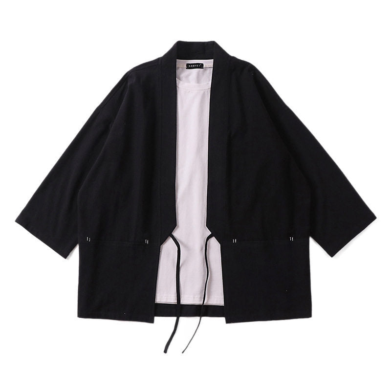 Unisex Kimono-Haori-Jacke mit Bindegürtel und dreiviertelärmeln Nord Taschen