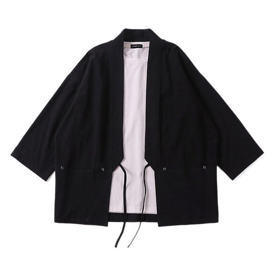 Unisex Kimono-Haori-Jacke mit Bindegürtel und dreiviertelärmeln Nord Taschen