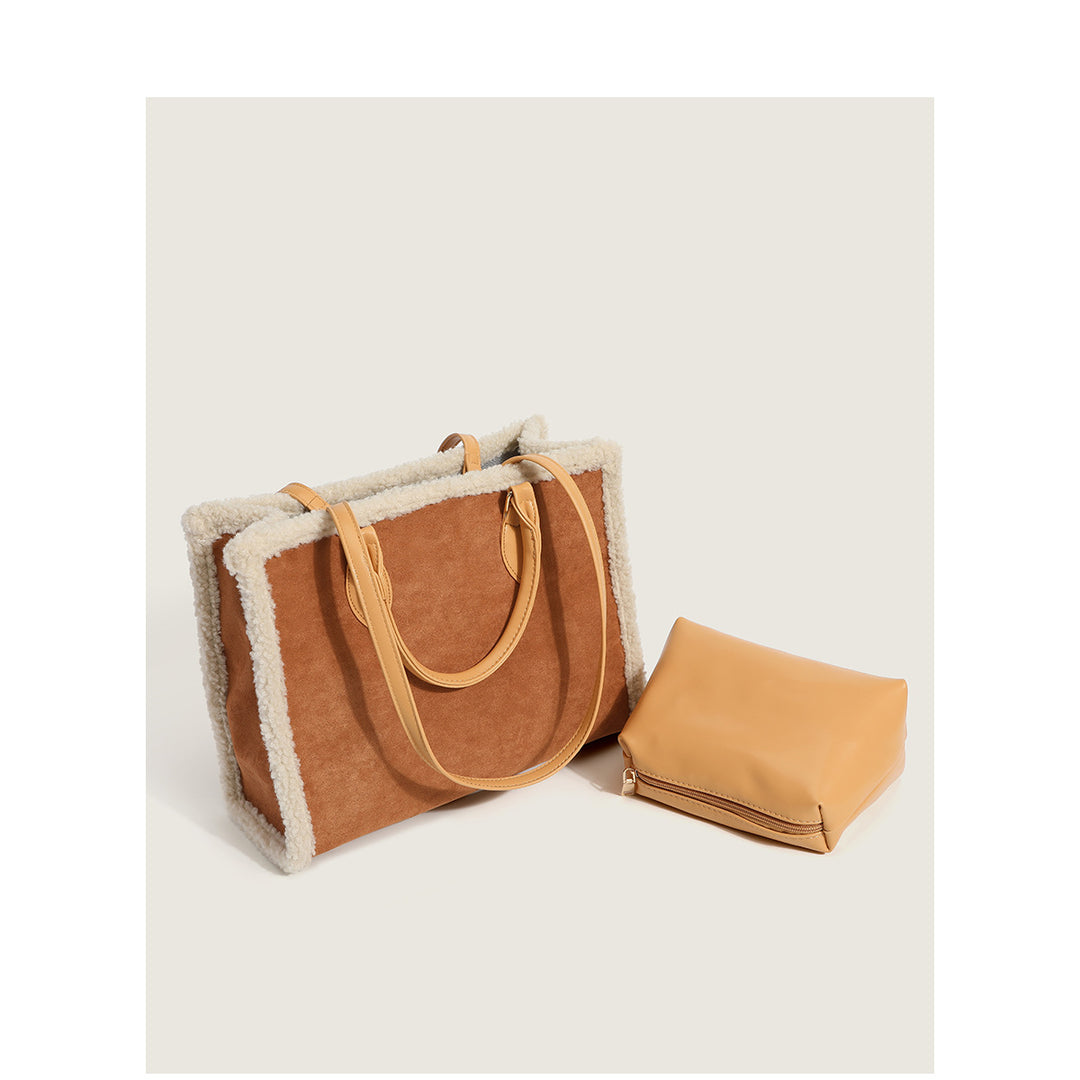 Damen Shopper-Tasche mit elegantem Fellbesatz Nord Taschen