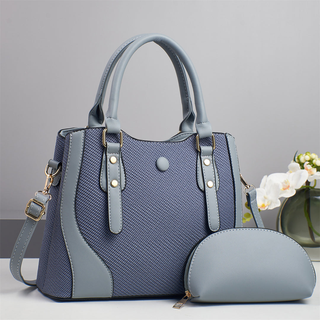 Damen elegante Handtasche mit strukturiertem Obermaterial und abnehmbarer Mini-Clutch Nord Taschen