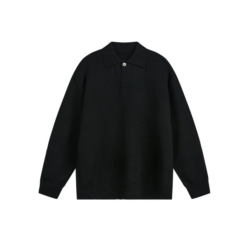 Herren Lockerer Strick-Polo-Pullover mit Knopfblende und Oversize-Schnitt Nord Taschen