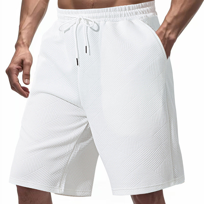 Herren nan knielange Textur-Badeshort mit elastischem Kordelbund und seitlichen Eingrifftaschen