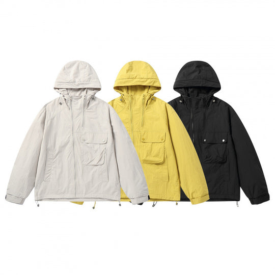 Unisex Leichte Kapuzen-Übergangsjacke mit großem Pattentaschen-Detail und Kordelzug Nord Taschen
