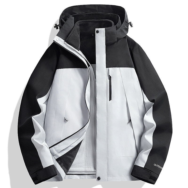 Herren Wasserdichte Softshell-Regenjacke mit Fleece-Innenfutter und verstellbarer Kapuze Nord Taschen