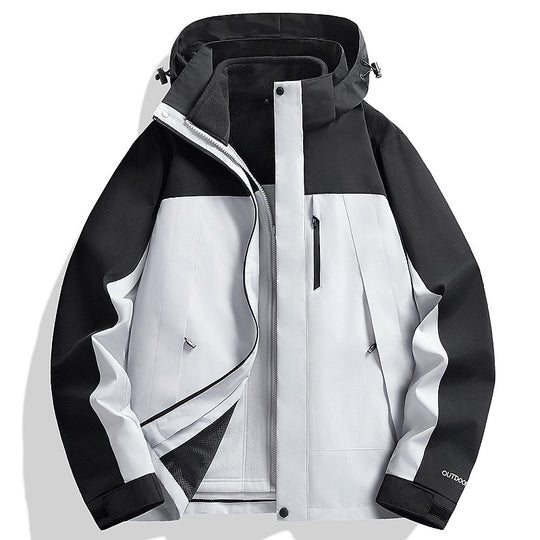 Herren Wasserdichte Softshell-Regenjacke mit Fleece-Innenfutter und verstellbarer Kapuze Nord Taschen
