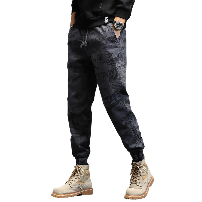 Herren Camouflage-Joggerhose mit Tunnelzug, elastischen Bündchen und Statement-Prints Nord Taschen
