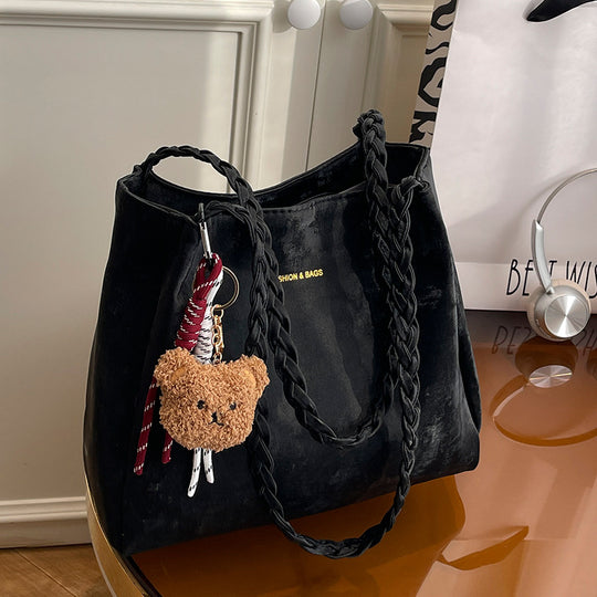 Damen Tragetasche aus luxuriösem Kunstleder mit geflochtenen Griffen Nord Taschen