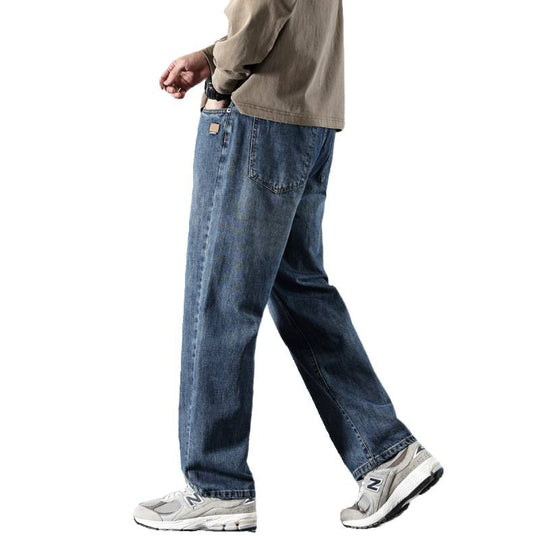 Herren Weite Straight‑Leg Denim-Jeans mit Vintage-Wash und lockerer Passform Nord Taschen