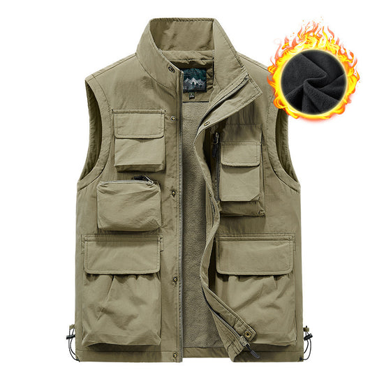 Herren multifunktionale Outdoorweste mit Teddyfleece-Innenfutter und zahlreichen Taschen Nord Taschen