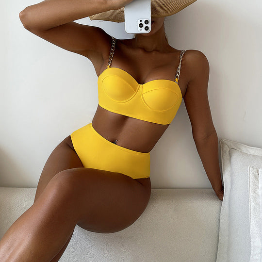 Damen Bustier-Bikini mit modischen Kettenträgern