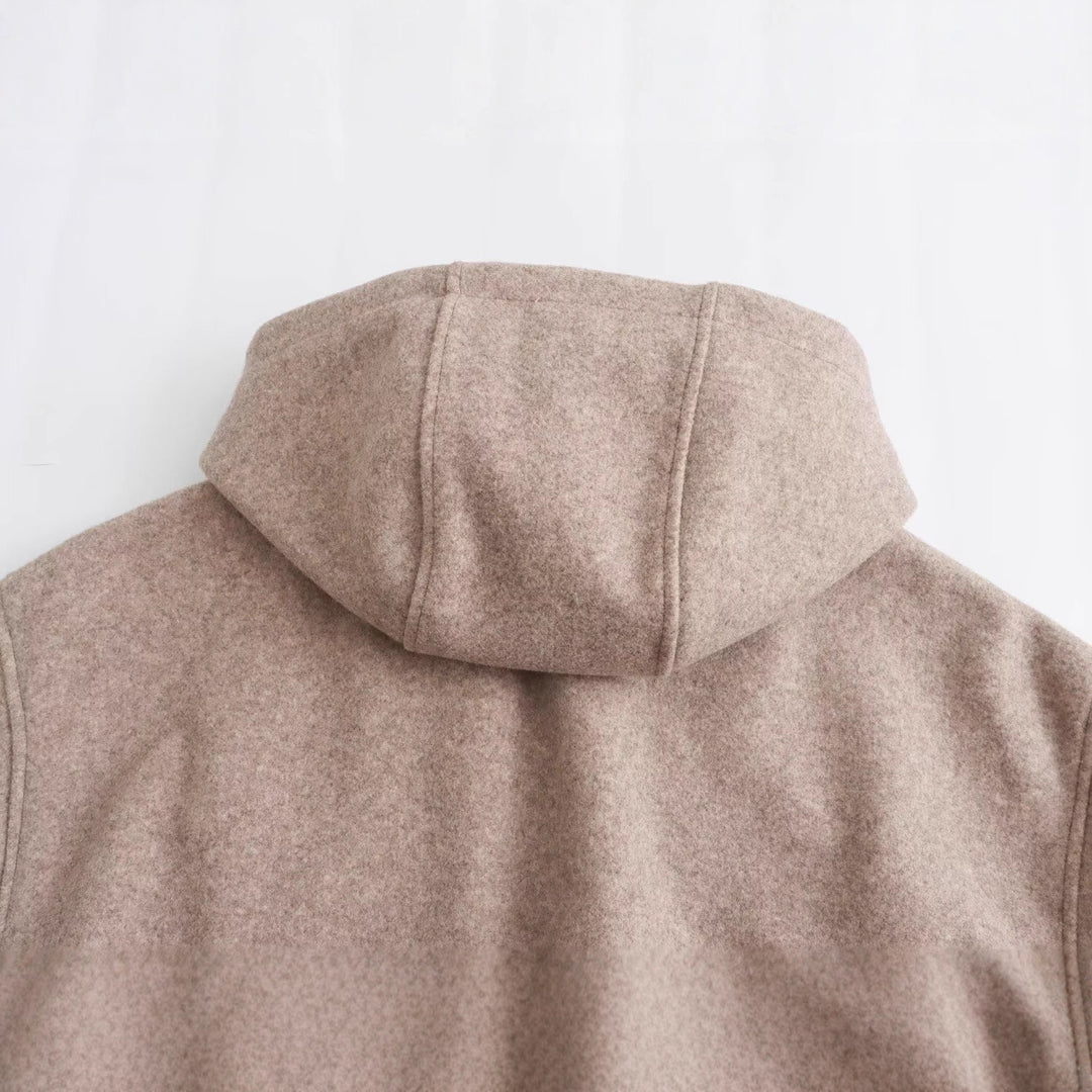 Damen Kurze Oversized Wollmix-Kapuzenjacke mit Ballonärmeln und Rippbündchen Nord Taschen