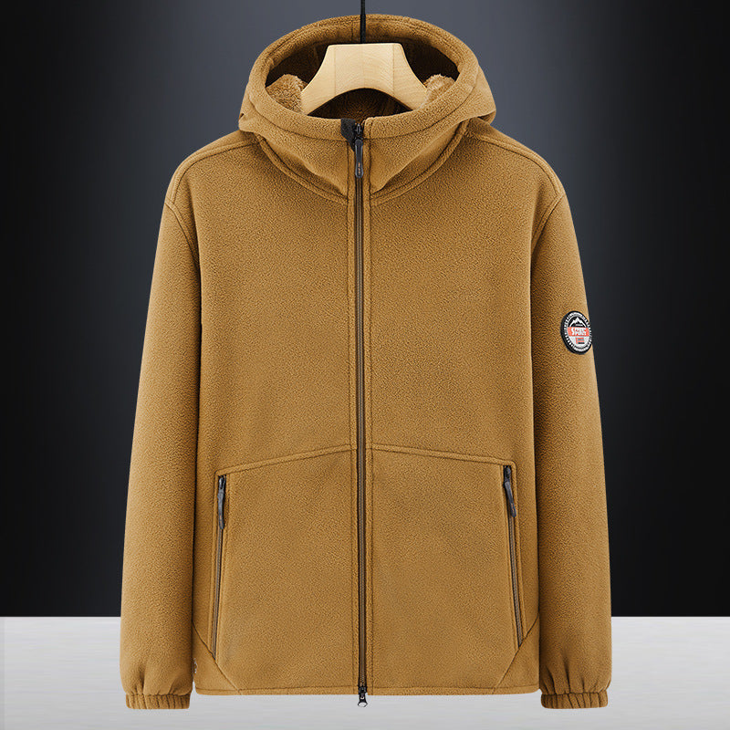 Herren Isolierte Fleece-Hoodiejacke mit Sherpa-Innenfutter und Zwei-Wege-Reißverschluss Nord Taschen