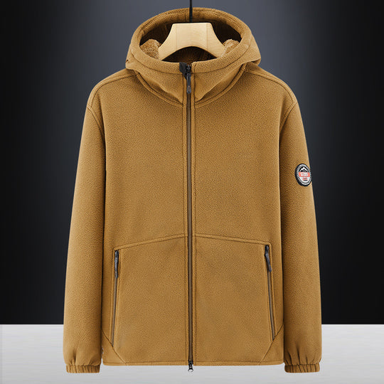 Herren Isolierte Fleece-Hoodiejacke mit Sherpa-Innenfutter und Zwei-Wege-Reißverschluss Nord Taschen