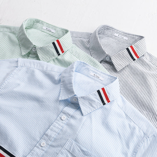 Herren Gestreiftes Overshirt aus Baumwollmix mit Brusttasche und sportivem Kontrastband Nord Taschen