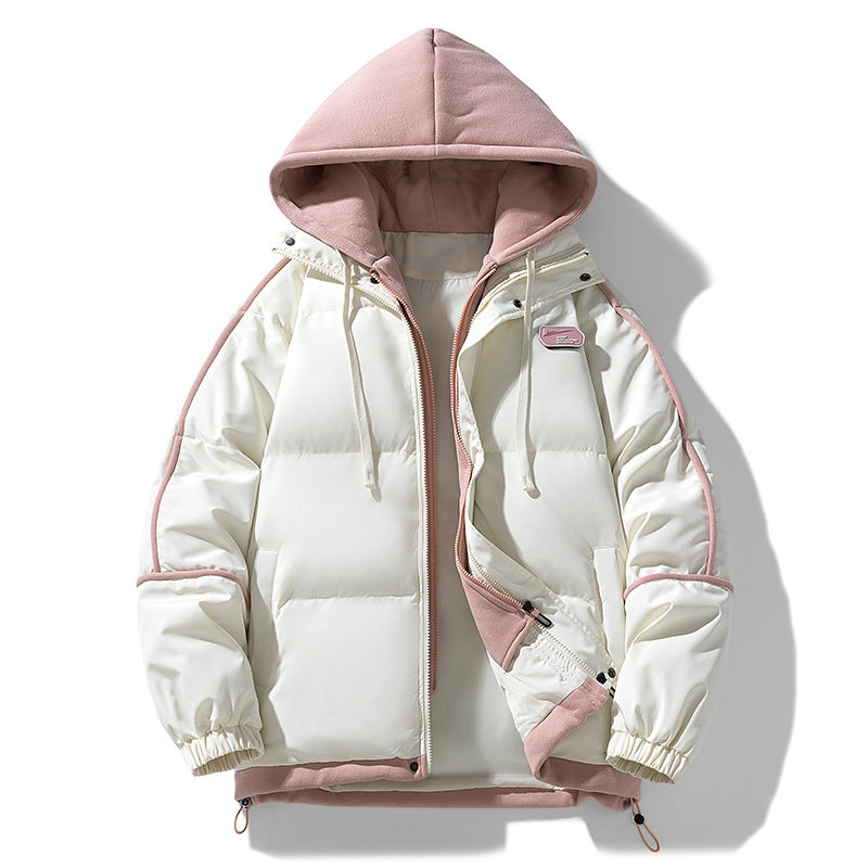 Damen Kurz geschnittene Steppjacke mit kontrastierender Fleece‑Kapuze und Kordelzug Nord Taschen