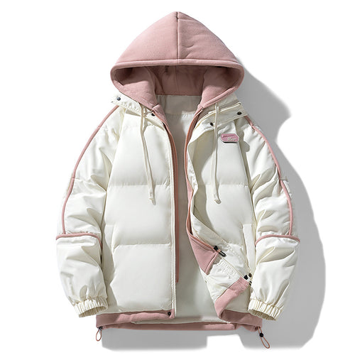 Damen Kurz geschnittene Steppjacke mit kontrastierender Fleece‑Kapuze und Kordelzug Nord Taschen
