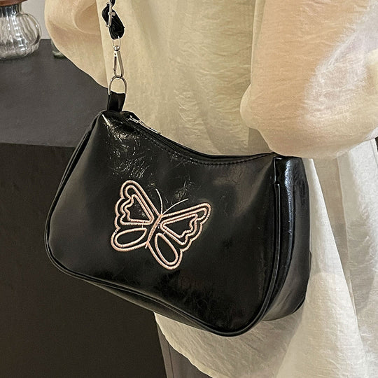 Damen Umhängetasche mit eleganter Schmetterlingsstickerei Nord Taschen