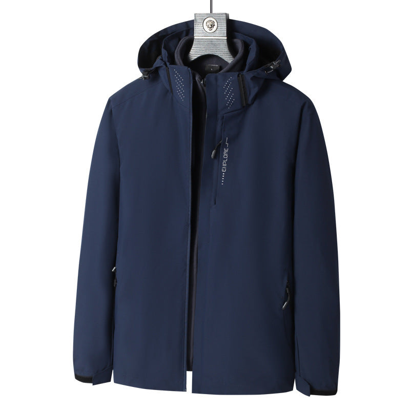 Herren Softshell Outdoorjacke mit wasserdichter Membran, abnehmbarer Kapuze und verdecktem Reißverschluss Nord Taschen