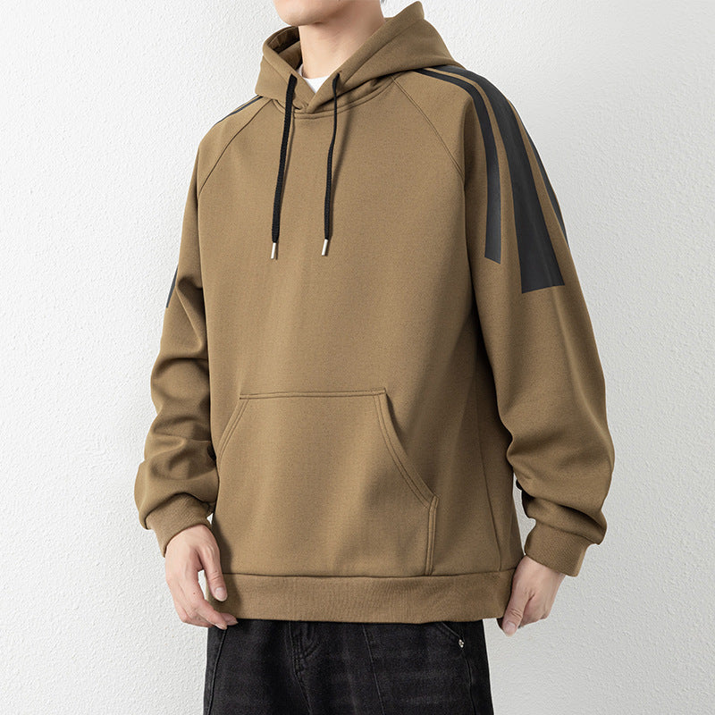 Herren Kapuzenpullover mit Raglanärmeln, Kängurutasche und Kontraststreifen Nord Taschen