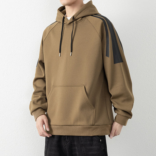 Herren Kapuzenpullover mit Raglanärmeln, Kängurutasche und Kontraststreifen Nord Taschen