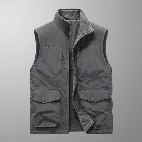 Herren robuste Canvas-Utility-Weste mit multifunktionalen Außentaschen und hohem Stehkragen Nord Taschen