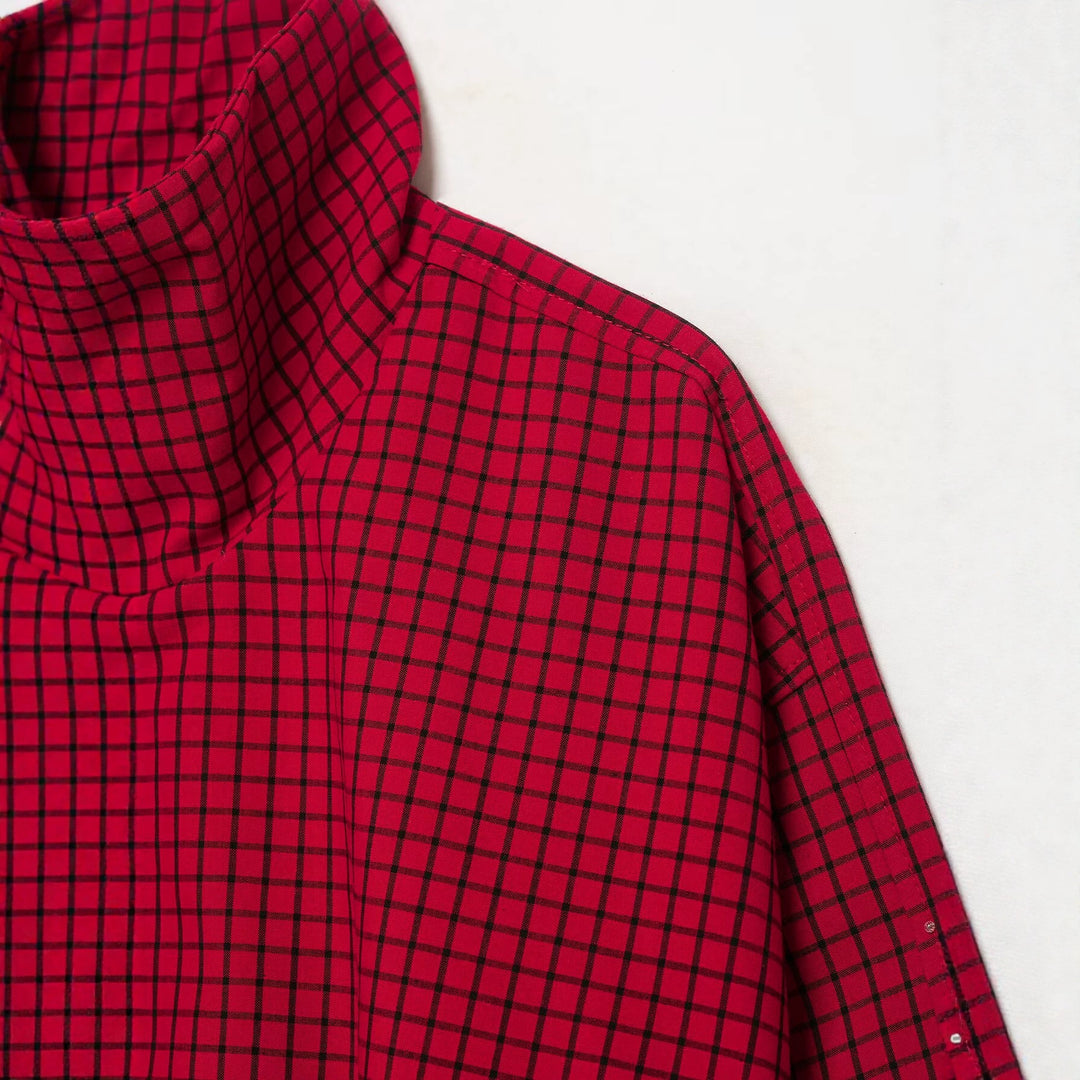 Damen Karierte Cropped-Boxy-Übergangsjacke mit hohem Stehkragen und Reißverschluss Nord Taschen