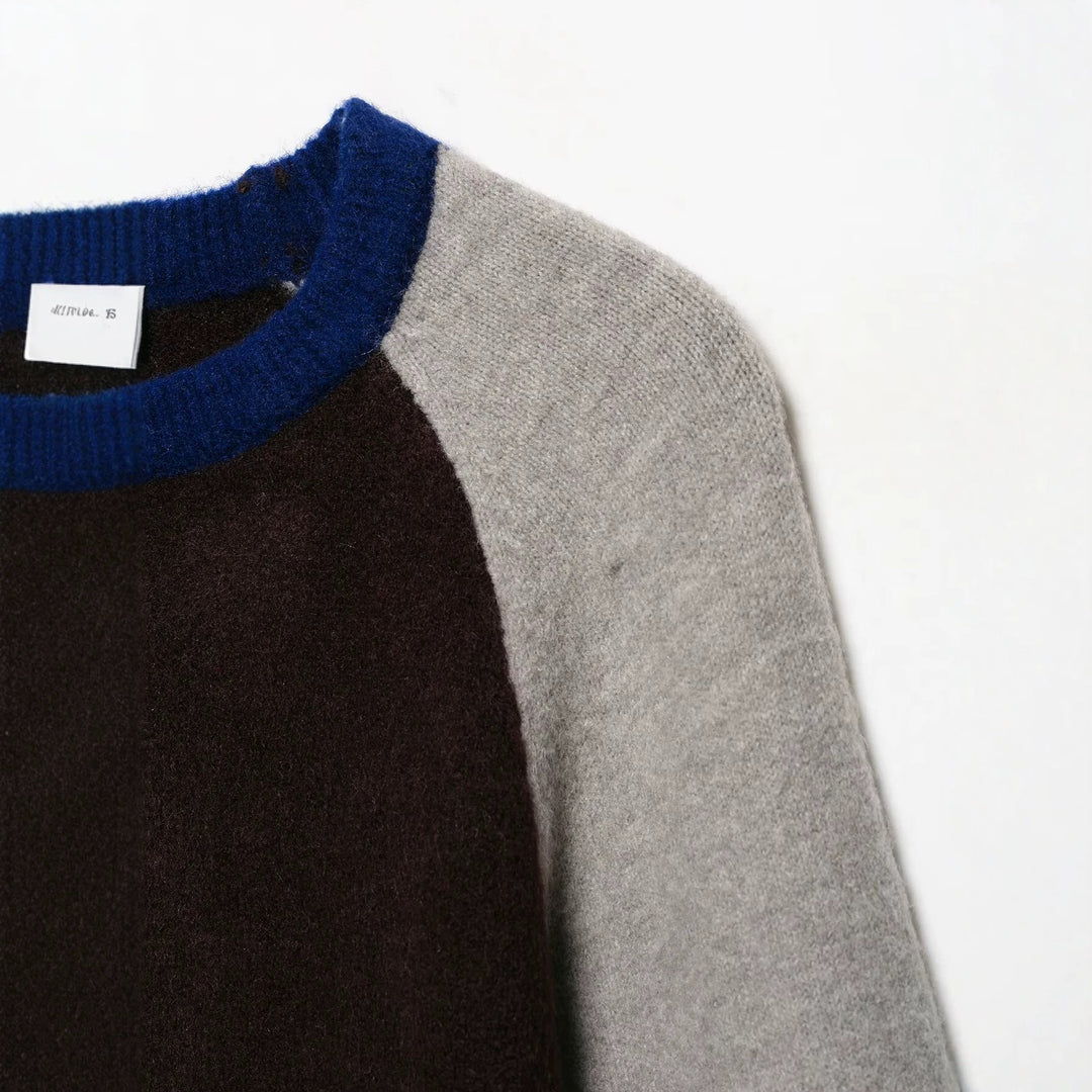 Damen Farbblock-Rundhals-Pullover mit Raglanärmeln Nord Taschen