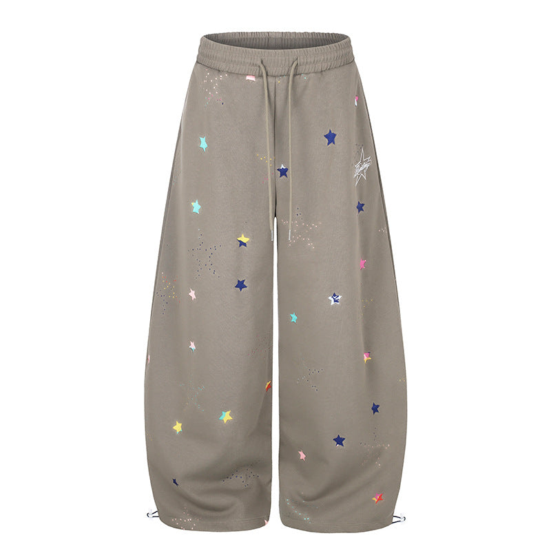 Damen Extraweite Palazzo‑Sweathose im Balloon‑Cut mit elastischem Komfortbund, Kordelzug und Sternen‑Applikation Nord Taschen