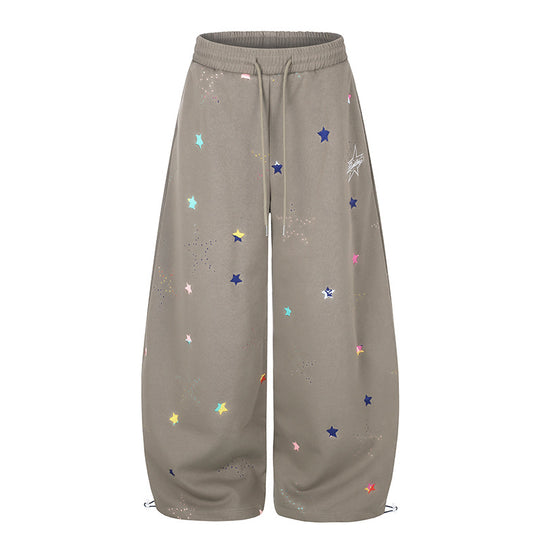 Damen Extraweite Palazzo‑Sweathose im Balloon‑Cut mit elastischem Komfortbund, Kordelzug und Sternen‑Applikation Nord Taschen