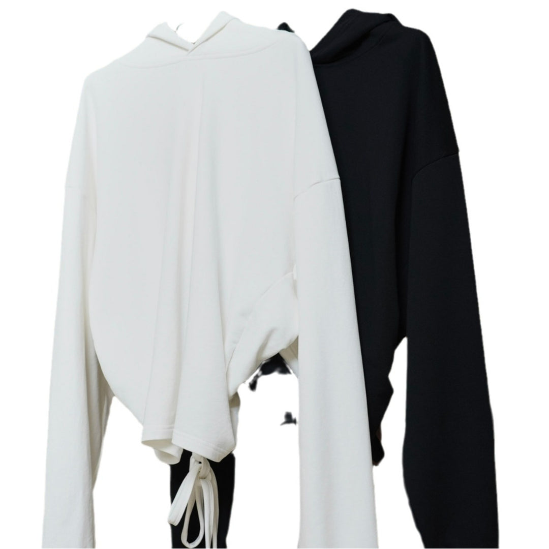 Damen Oversize-Kapuzenpullover mit rundem Rücken‑Cutout und Tunnelzug Nord Taschen
