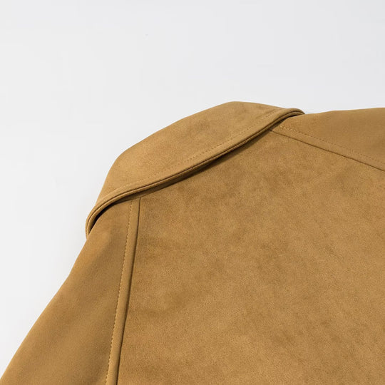 Damen Kurzjacke im Veloursleder-Look mit Raglanärmeln und elastischem Saum Nord Taschen
