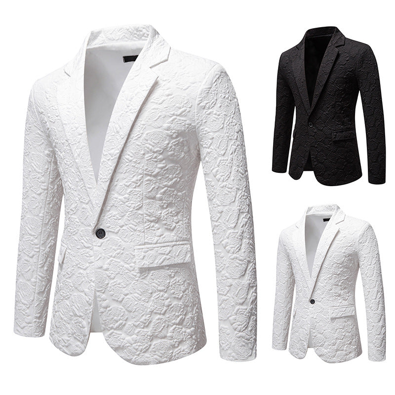 Herren strukturiertes Business-Sakko mit floraler Jacquardstruktur und Slim-Fit Nord Taschen