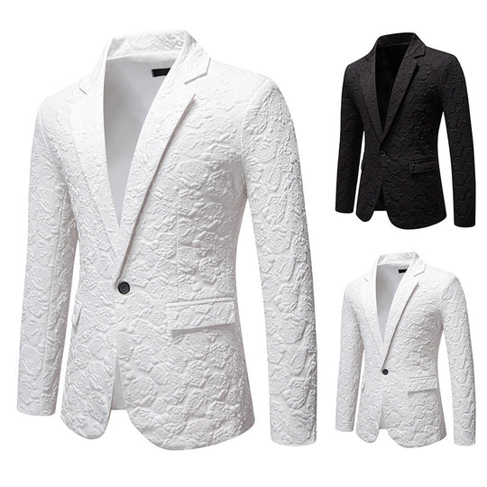 Herren strukturiertes Business-Sakko mit floraler Jacquardstruktur und Slim-Fit Nord Taschen