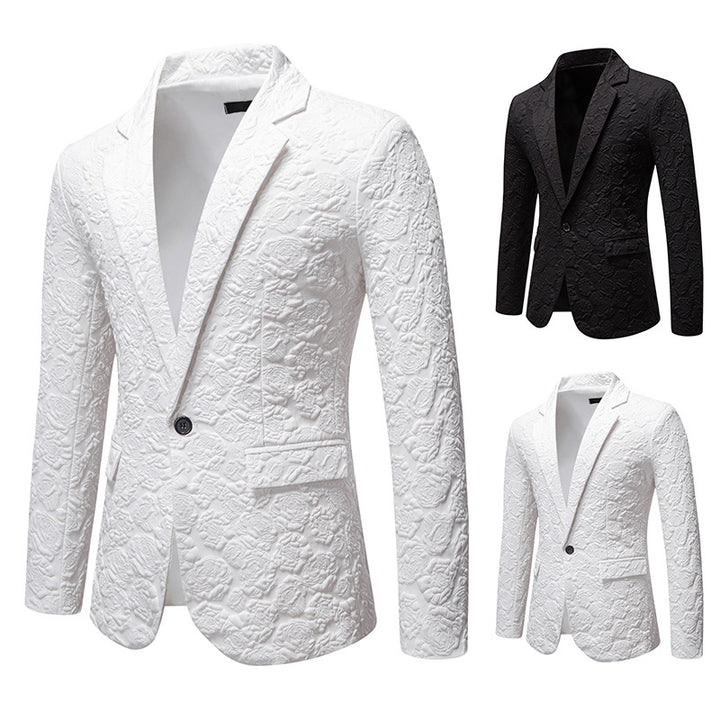 Herren strukturiertes Business-Sakko mit floraler Jacquardstruktur und Slim-Fit Nord Taschen