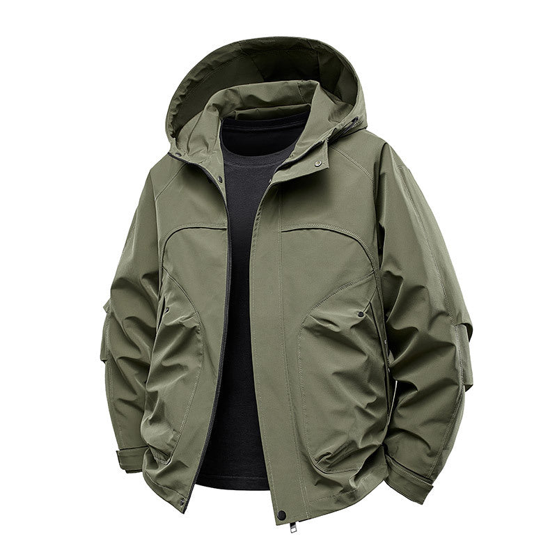 Herren technische Softshell-Utilityjacke mit Kapuze wasserabweisend und Multifunktionstaschen Nord Taschen