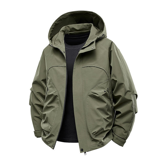 Herren technische Softshell-Utilityjacke mit Kapuze wasserabweisend und Multifunktionstaschen Nord Taschen